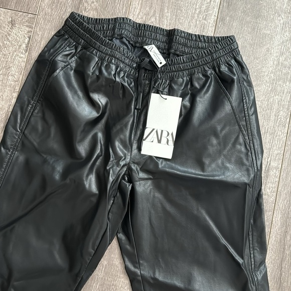 NTW Zara black faux leather jogger pants S - Picture 4 of 5